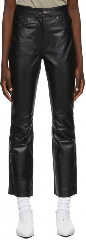 Черные кожаные укороченные брюки Avery Stand Studio