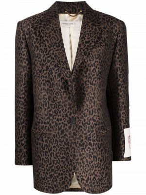 Пиджак с леопардовым принтом Golden Goose. Цвет: коричневый