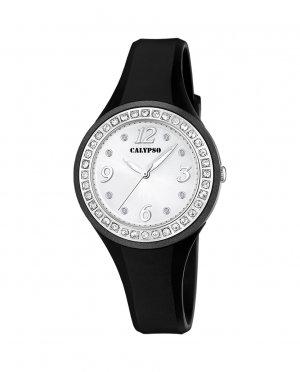 K5567/F Модные женские часы из черного каучука , черный Calypso