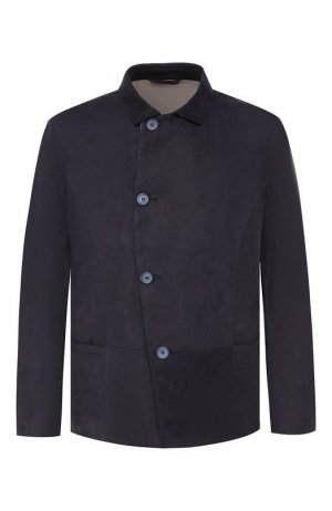 Кожаная куртка Giorgio Armani. Цвет: синий