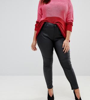 Байкерские джинсы скинни с покрытием Chloe Simply Be. Цвет: черный