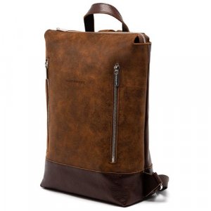 Рюкзак мессенджер, фактура гладкая, коричневый Igermann. Цвет: коричневый/рыжий