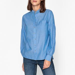 Рубашка с воротником-стойкой и длинными рукавами CARLOTA LEON AND HARPER. Цвет: синий