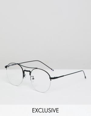 Черные очки с прозрачными стеклами Inspired Reclaimed Vintage. Цвет: черный