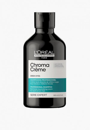 Шампунь LOreal Professionnel L'Oreal -крем Serie Expert Chroma Creme с зеленым пигментом для нейтрализации красного оттенка темных волос, 300 мл. Цвет: зеленый