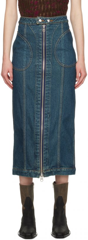 Синяя джинсовая юбка-миди на молнии Eckhaus Latta