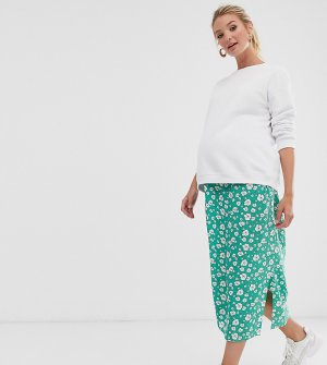 Зеленая юбка с запахом и цветочным принтом ASOS DESIGN Maternity-Мульти Maternity