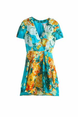 Шелковое платье Guy Laroche Vintage. Цвет: multicolor
