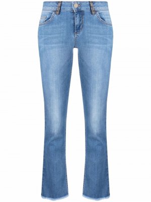 Укороченные джинсы с бахромой LIU JO. Цвет: синий