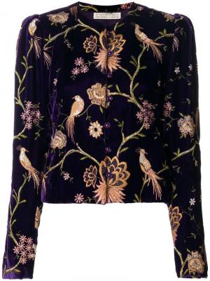 Пиджак с цветочной вышивкой Emanuel Ungaro Vintage. Цвет: фиолетовый