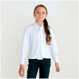 Школьная блузка для девочки, цвет белый, рост 122 см Мануфактурная лавка. Цвет: белый