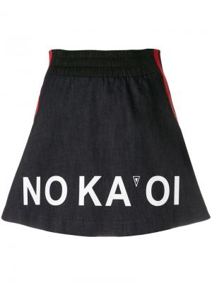 Спортивная А-образная юбка с логотипом No Ka' Oi. Цвет: синий