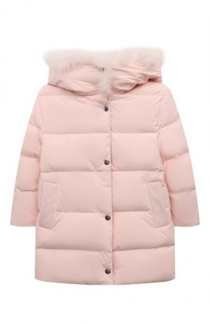 Пуховое пальто Yves Salomon Enfant. Цвет: розовый