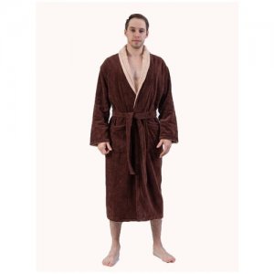 Халат мужской банный VAKKAS-TEKSTILE,халат домашний ,махровый ,мужской Ваккас -текстиль. Цвет: бежевый/коричневый