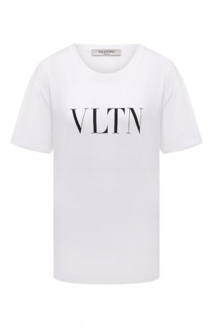 Хлопковая футболка Valentino. Цвет: белый