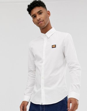 Рубашка с длинными рукавами и металлическим логотипом -Белый Love Moschino