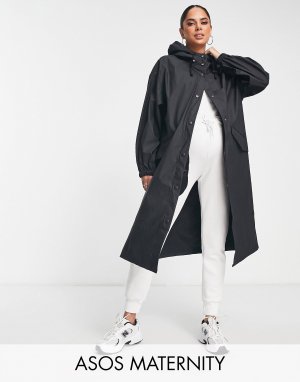 Черная прорезиненная куртка от дождя ASOS DESIGN Maternity