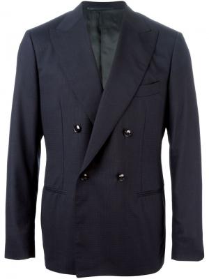 Брючный костюм с двубортным пиджаком Mp Massimo Piombo. Цвет: синий