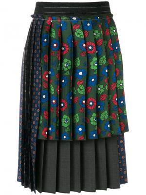 Плиссированная многослойная юбка Hache. Цвет: многоцветный