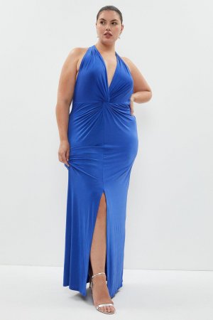 Платье макси больших размеров с закрученной передней частью , синий Coast