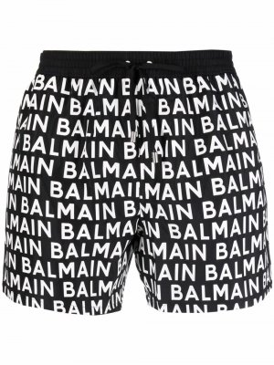 All-over logo print swim shorts Balmain. Цвет: черный