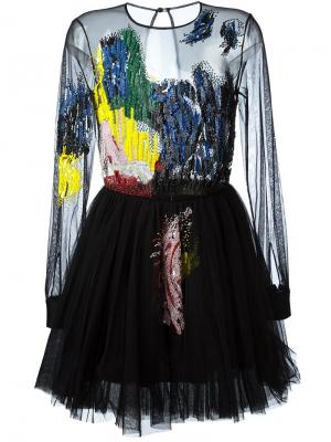 Декорированное расклешенное платье Daniele Carlotta. Цвет: чёрный