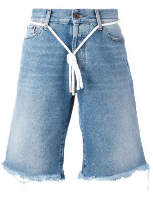 Джинсовые шорты с бахромой Off-White. Цвет: синий