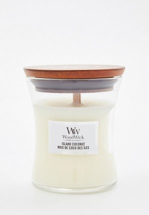 Свеча ароматическая Woodwick маленькая Кокосовый остров, 85гр.. Цвет: белый