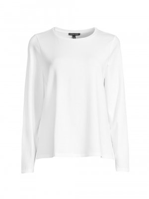 Классическая пуловерная футболка с круглым вырезом , белый Eileen Fisher