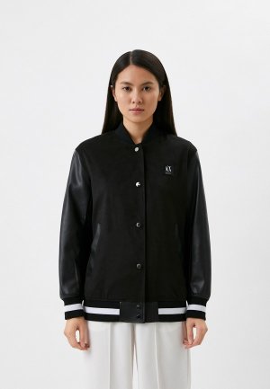 Куртка кожаная Armani Exchange. Цвет: черный