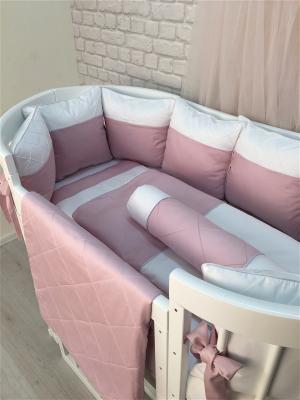 Комплект постельного белья в детскую кроватку Бело-розовый, 18 предметов MARELE. Цвет: розовый, белый