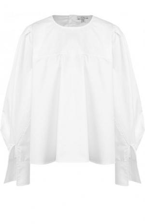 Хлопковая блуза свободного кроя с круглым вырезом Clu. Цвет: белый