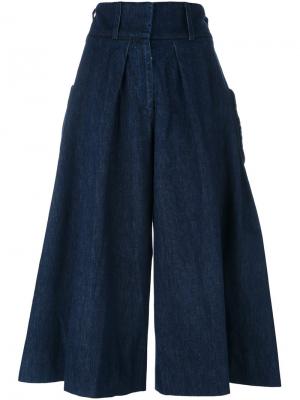 Укороченные брюки-палаццо J.W.Anderson. Цвет: синий