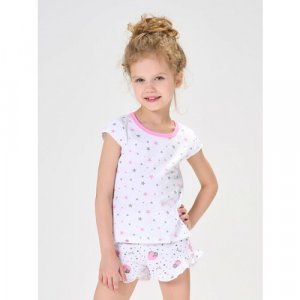 Пижама, размер 104, белый, розовый КотМарКот. Цвет: белый/розовый