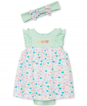 Платье-боди для маленьких девочек и повязка на голову, комплект из 2 предметов Little Me