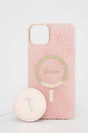 Чехол для телефона и зарядного устройства iPhone 14 Plus 6,7 дюйма , розовый Guess