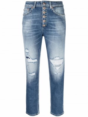 Ripped-finish cropped jeans DONDUP. Цвет: синий