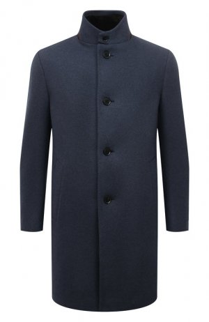 Кашемировое пальто с меховой подкладкой Ermenegildo Zegna. Цвет: синий