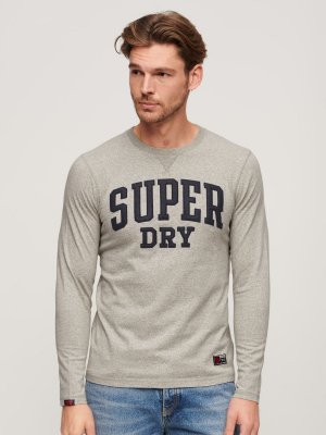 Винтажная спортивная футболка с длинным рукавом на груди , серый Superdry. Цвет: серый