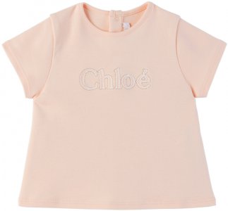 Детская розовая футболка с вышивкой Chloe Chloé