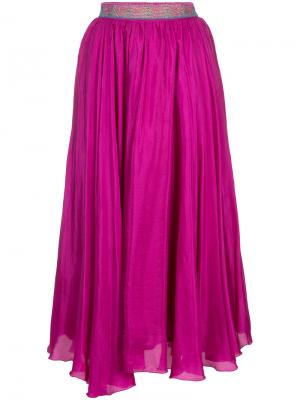 Присборенная юбка миди Cityshop. Цвет: розовый и фиолетовый