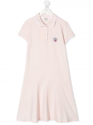 Платье-поло с нашивкой-логотипом Kenzo Kids. Цвет: розовый