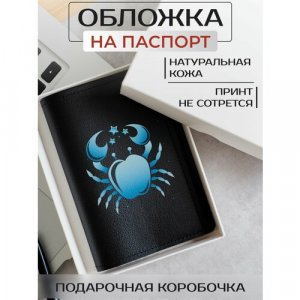 Обложка для паспорта , черный, голубой RUSSIAN HandMade. Цвет: черный