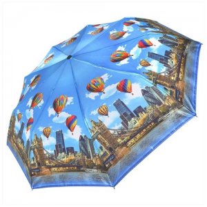 Зонт , коричневый, голубой RAINDROPS. Цвет: коричневый/голубой