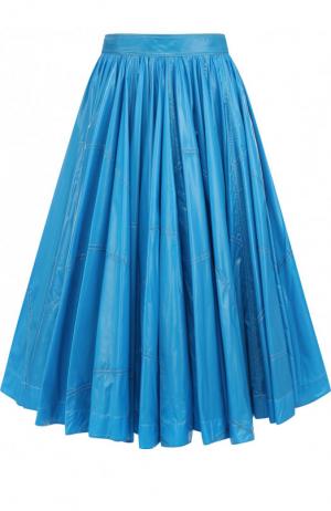 Однотонная юбка-миди с контрастной прострочкой CALVIN KLEIN 205W39NYC. Цвет: голубой