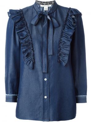 Джинсовая блузка с оборками Marc Jacobs. Цвет: синий