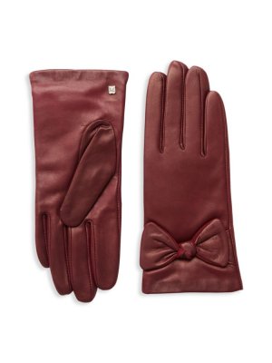 Кожаные перчатки с бантом на кашемировой подкладке , цвет Color Bruno Magli