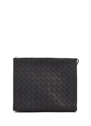 Черная мужская кожаная портфель для рук Bottega Veneta