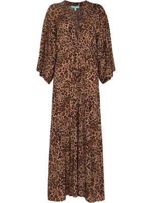 Платье-кафтан Natalie с леопардовым принтом Melissa Odabash. Цвет: коричневый