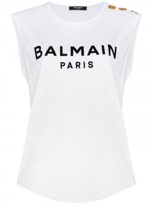 Logo-print tank top Balmain. Цвет: белый
